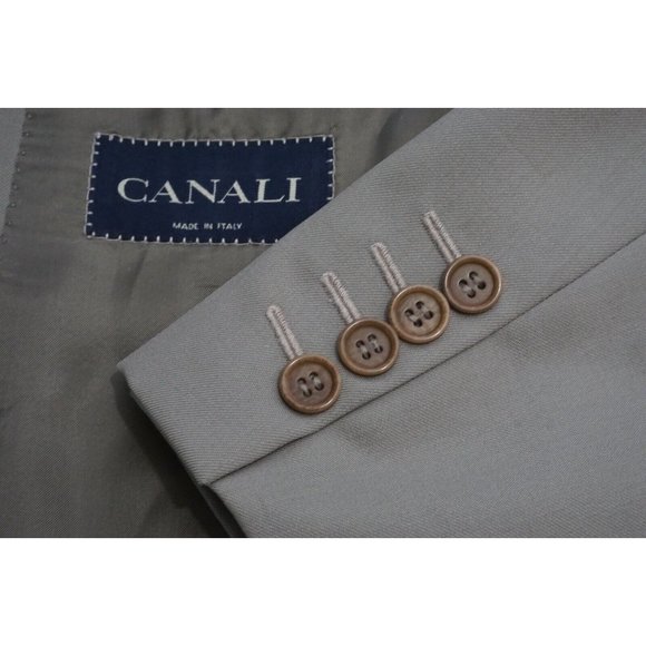 Canali Light Taupe Tan 100% Pure Wool 2 Pc Suit Jacket Pants Sz 48L